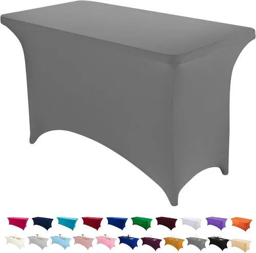 Vista 27 de Peomeise - Funda de mesa de elastano de 4 pies, mantel rectangular elástico de elastano (verde manzana, 4 pies)
