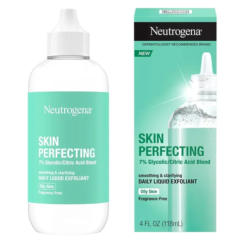 Vista 2 de Neutrogena Exfoliante facial líquido diario perfeccionador de la piel con 7% de mezcla de ácido glicólico/cítrico para piel grasa, exfoliante facial