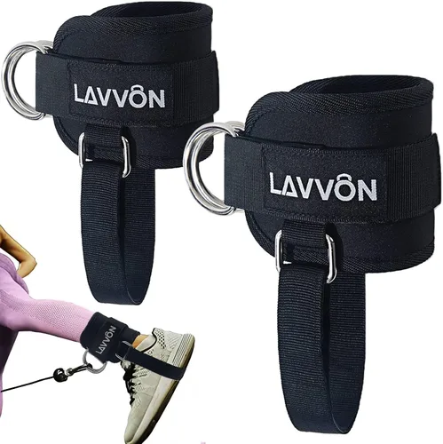 Vista 9 de LAVVON Correas de tobillo para máquinas de cable Kickbacks – Accesorios de cable de tobillo ajustables y cómodos para gimnasio, correa de tobillo