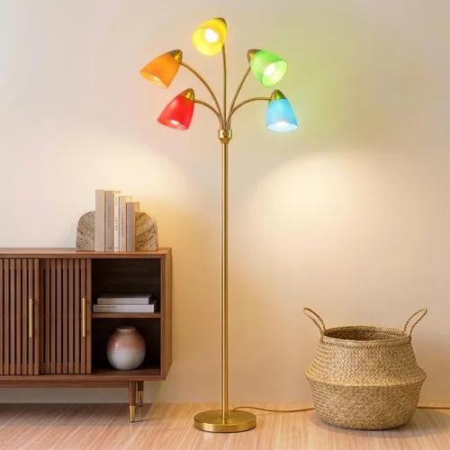 Vista 9 de Brightech Medusa - Lámpara de pie LED. Lámpara de pie ajustable con múltiples cabezales para sala de estar, dormitorio o habitación de los niños.