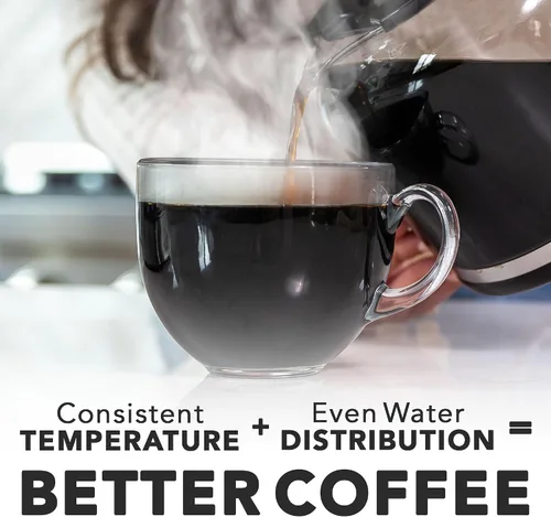 Vista 4 de VINCI RDT Elite - Cafetera giratoria con cabezal rociador Cafetera programable de 12 tazas con función Bloom y tecnología de dispersión rotativa