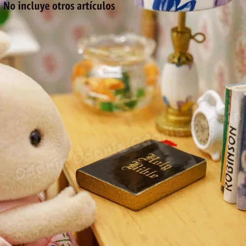 Vista 3 de Odoria 1/12 en miniatura de libro de la Biblia sagrada accesorios de decoración de casa de muñecas