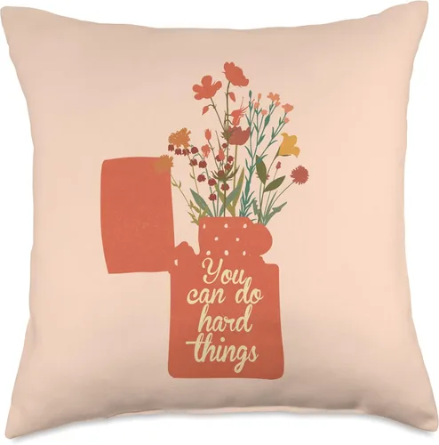 Vista 4 de You Can Do Hard Things, Optimistic Women's Empowerment Quote Throw Pillow