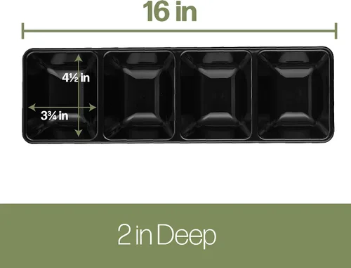 Vista 6 de Plasticpro Bandeja de servir de plástico rectangular de 4 secciones/platillo (2, Negro)