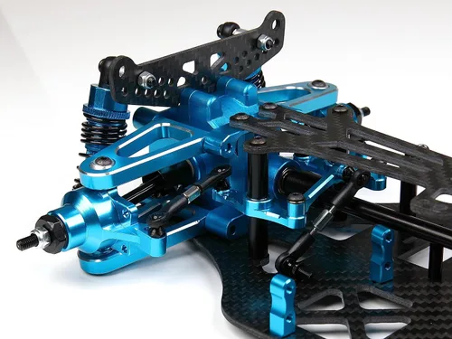 Vista 5 de TT-01 CNC Aluminio Fibra de Carbono Marco Chasis Actualización Componentes para 1/10 RC Car TT01 (azul)