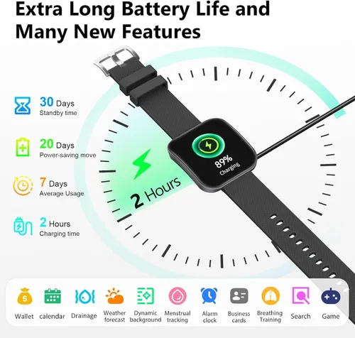 Vista 8 de Reloj inteligente para hombres y mujeres, llamadas Bluetooth, esfera AI, preguntas y respuestas AI, 1.85 pulgadas HD AMOLED reloj de fitness
