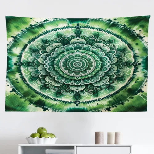 Vista 8 de Ambesonne Tapiz de hongos, atmósfera psicodélica, escena astral estrellada con motivos orientales trippy, decoración de tela para colgar en la pared