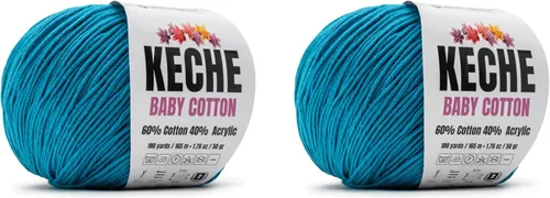 Vista 72 de Keche Hilo de Algodón, 60% Algodón 40% Hilo Acrílico, Hilo de Algodón Suave para Crochet y Tejer, Hilo Amigurumi 1 Madeja/Bola 1.76 Oz (50g) / 180