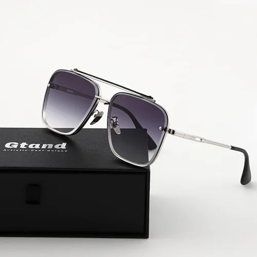 Vista 4 de Gtand Gafas de sol cuadradas de moda de moda para mujeres y hombres, gafas de sol de metal vintage