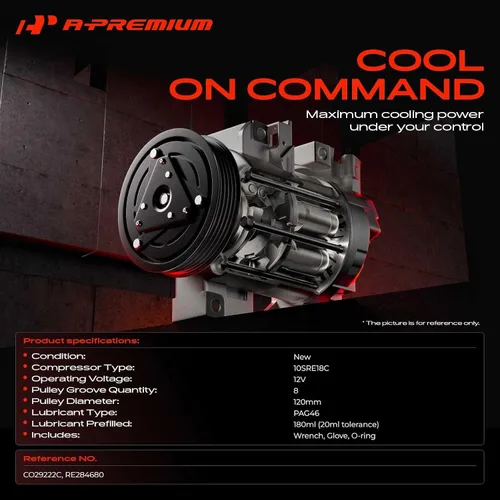 Vista 2 de A-Premium Compresor de aire acondicionado con embrague compatible con modelos John Deere, polea de 8 ranuras