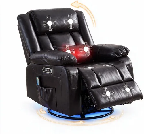 Vista 15 de Silla reclinable giratoria eléctrica, reclinable mecedora eléctrica de Marrón