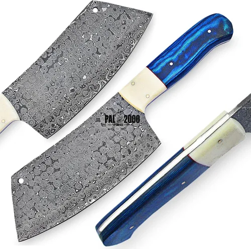 Vista 8 de Hecho a mano de acero de Damasco 12 pulgadas cuchillo de cuchilla con funda 9951