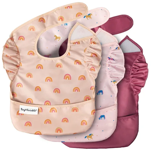 Vista 33 de Tiny Twinkle Baberos Antiderrame para Comer para Bebé Baberos Impermeables y Limpiables para Niños Pequeños con Bolsillo de Recolección Baberos