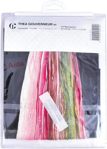 Vista 4 de Thea Gouverneur - Kit de punto de cruz con cuentas - Rosa Leersum - Aida Black - 18 unidades - Kit de bordado para adultos - Hilos de bordado DMC