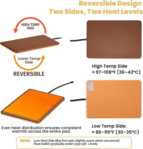 Vista 6 de Almohadilla térmica para animales pequeños, cama para animales pequeños, almohadilla térmica térmica de invierno para exteriores e interiores