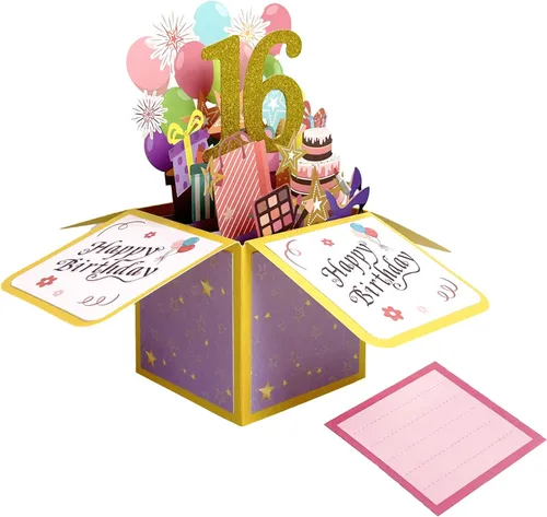 Vista 14 de Asmallgf Tarjeta Emergente Feliz 10 Cumpleaños para Hija Sobrina, Mejor Regalo de Cumpleaños para Niña Niño de 10 Años, Dulces Decoraciones