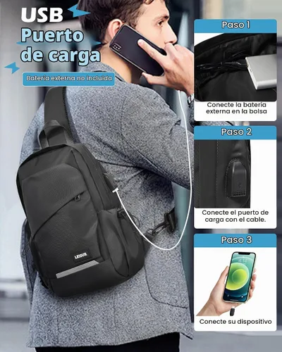Vista 6 de SEAFEW - Mochilas tipo bandolera tácticas, Negro, Mochilas Sling
