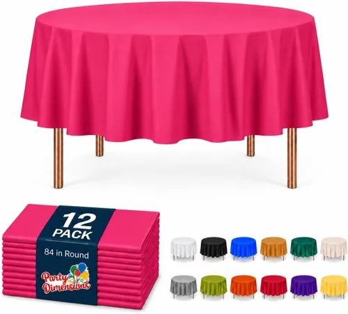 Vista 38 de Party Dimensions Mantel de plástico negro, paquete de 12 manteles rectangulares desechables de 54 x 108 pulgadas para mesas de 6 a 8 pies