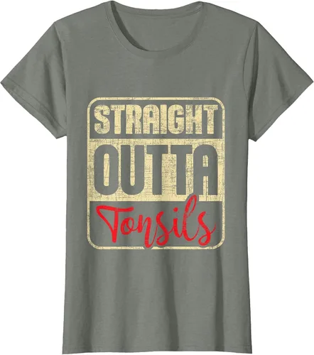 Vista 3 de Straight Outta Amígdalas - Camiseta de recuperación de cirugía de eliminación de amígdalas Asphalt Grey
