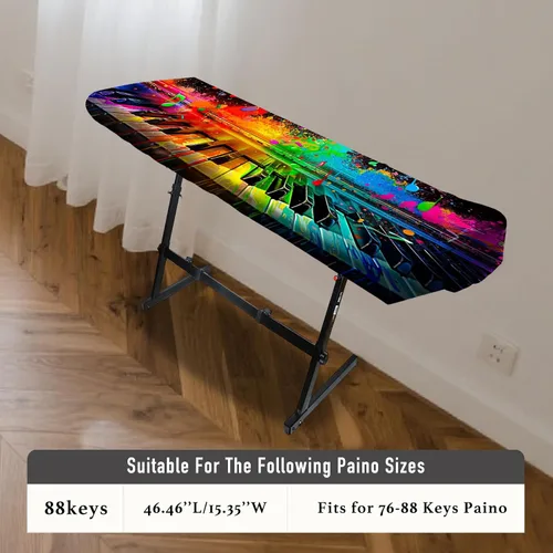 Vista 3 de Nuxovilar Cubierta elástica de 88 teclas para teclado y piano, a prueba de polvo, seda de leche elástica con neón, patrón de teclas de teclado
