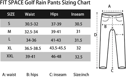 Vista 7 de fit space Pantalones de lluvia permanentes Climastorm de golf impermeables de 20 K ligeros de rendimiento deportivo