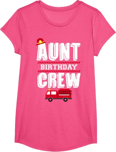 Vista 18 de Aunt Birthday Crew Fire Truck Fireman - Camiseta para fiesta de acogida, Negro, S