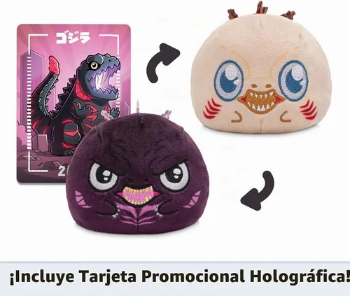 Vista 3 de TeeTurtle Godzilla - Caja ciega reversible de peluche de 3 pulgadas, lindo animal de peluche suave Kawaii