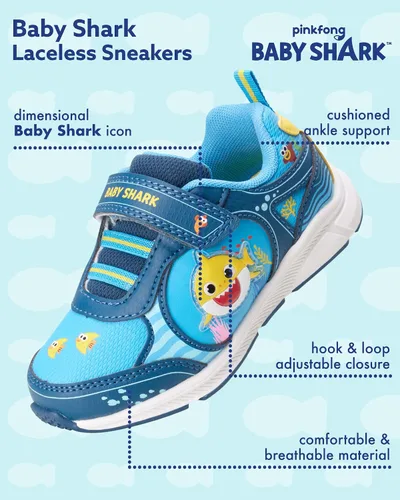 Vista 2 de Nickelodeon Zapatos de tiburón para bebés para niños pequeños, tenis con luz LED sin cordones (niño)