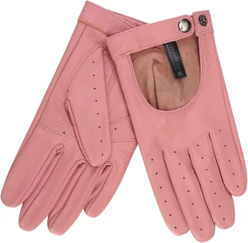 Vista 3 de Harssidanzar Guantes de conducción de cuero para mujer, guantes de cuero de oveja finos sin forro para pantalla táctil KL021
