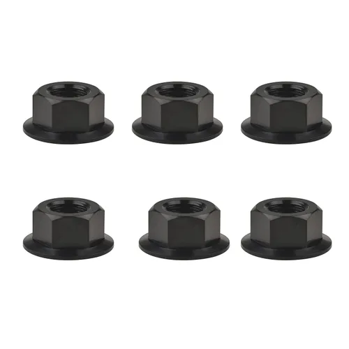 Vista 66 de Tuercas hexagonales Titanium DIN6923 (paso M5 0.03 in, negro) M5 M6 M8 M10 M12 M14 M16 para bicicletas, motocicletas, coches, paquete de 6