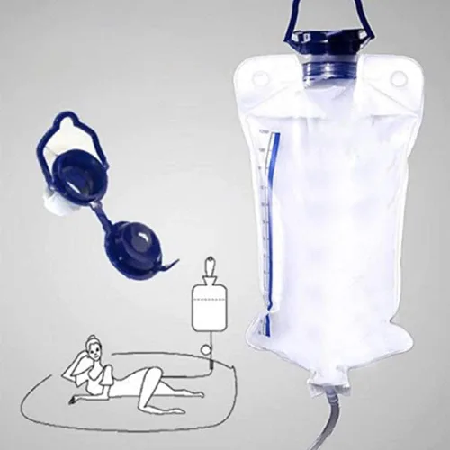 Vista 4 de Kit de enema casero reutilizable, kit de bolsa de enama de 40.6 fl oz para limpieza de colon, bolsa de ducha de colon, kit de limpieza