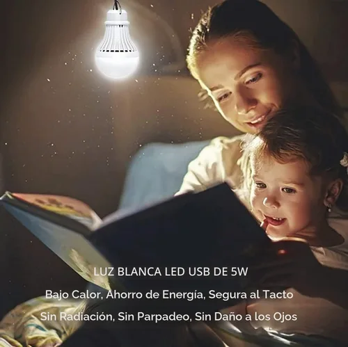 Vista 2 de Paquete de 2 bombillas de luz USB, linterna de luz LED USB para acampar, luz de tienda con cable de 8.2 pies de longitud extra y cable USB en Y