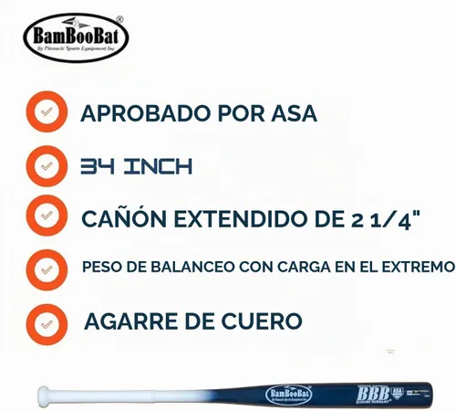 Vista 2 de BamBooBat Bate de sóftbol de lanzamiento lento sin carga aprobada por la ASA - 34 pulgadas garantía de 100 días