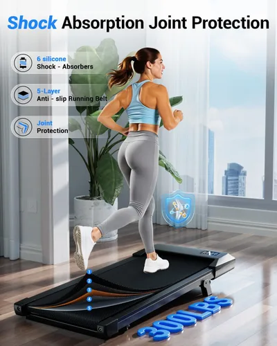 Vista 4 de Superun Under Desk Walking Pad with 6% Incline, 3 in 1 Portable Treadmill Negro vivo