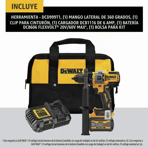Vista 2 de DEWALT FLEXVOLT ADVANTAGE 20V MAX* Taladro percutor, inalámbrico, 1/2 pulgada (DCD999T1)