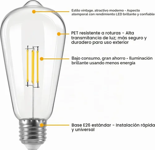 Vista 3 de Bombillas LED, 3 V 2 W de bajo voltaje CC, 3000 K blanco cálido E26 bombilla base para luces solares de granero, aplique de pared al aire libre