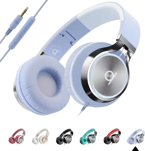 Vista 14 de Artix CL750 audífonos plegables con aislamiento de sonido, supraaurales, con cable, con micrófono y control de volumen, audífonos estéreo