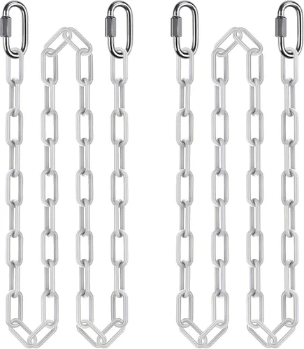 Vista 17 de 2 cadenas colgantes resistentes de 20 pulgadas con ganchos, cadena de extensión de columpio, color negro