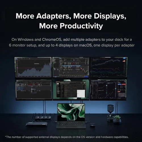 Vista 3 de Plugable Adaptador de gráficos de video USB 3.0 a DisplayPort 4K UHD para múltiples monitores de hasta 3840x2160 compatible con Windows 11,10, 8.1