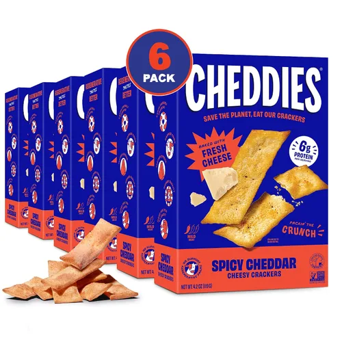Vista 8 de Cheddies, Galletas de queso cheddar 100% naturales con proteína, queso cheddar, 4.2 onzas, 6g de proteína, bajas en carbohidratos