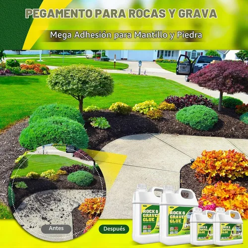 Vista 2 de Pegamento de rocas, pegamento de mantillo de 1 galón/128 onzas, secado rápido, estabilizador de grava de guisantes y adhesivo de mantillo seguro