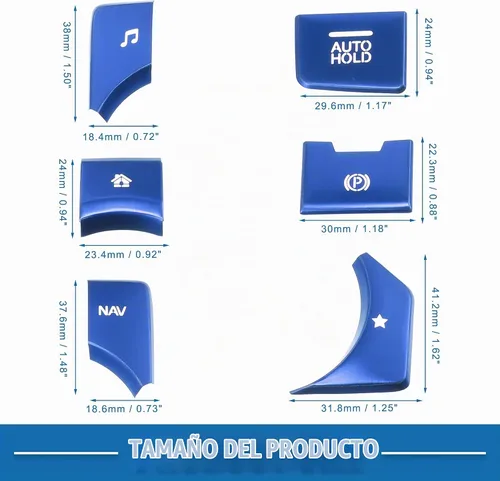 Vista 5 de Cubierta de panel de consola central de coche, interruptor de mano de freno multimedia para Mazda CX-5 2017-2020, azul (Set de 7)