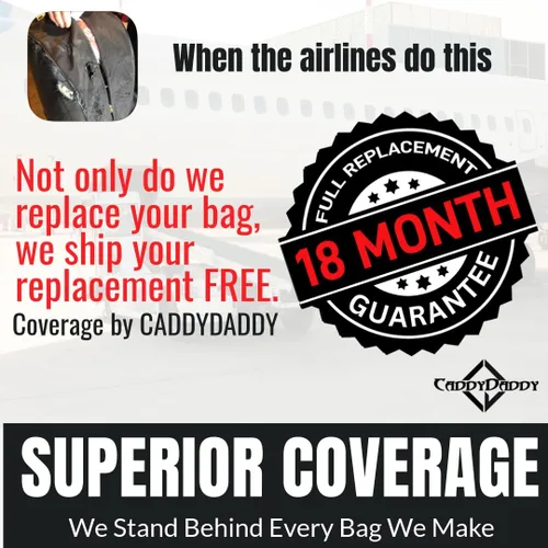 Vista 2 de CaddyDaddy Enforcer Golf Travel Bag Crush Resistant Hard Top Protection, New 18 Month Full Replacement Coverage, Durable Thick Nylon Wheels Lockable