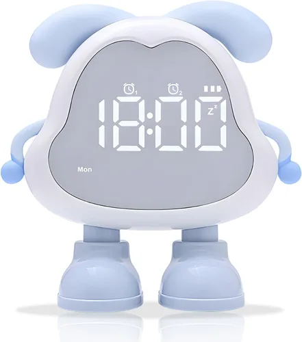 Vista 8 de DORA - Reloj despertador para perros para dormitorios de niños y niñas, bonito reloj despertador LED con pantalla digital, entrenador de sueño