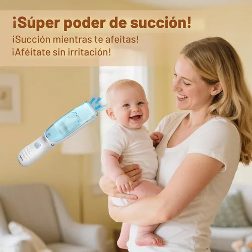 Vista 3 de Cortapelos de bebé al vacío, cortapelos silenciosos para niños, cortadora de pelo de bebé inalámbrica, kit de corte de pelo de bebé impermeable