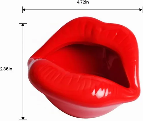 Vista 3 de Queenbox Ceniceros de cigarrillos de cerámica creativos con estilo de labios decoraciones caseras de moda Rosa