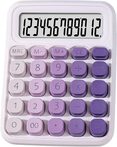 Vista 8 de Calculadora mecánica, pantalla LCD grande de 12 dígitos, botones grandes, antideslizante, multifunción, colorido