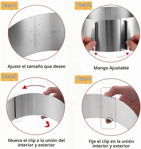 Vista 4 de DATANYA Anillos de Pastel de Mousse Molde Ajustable de 6 a 12 Pulgadas Moldes Redondos de Acero Inoxidable para Hornear Pasteles, Suministros
