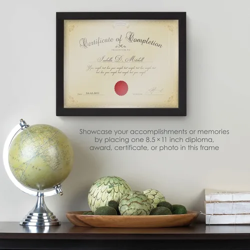 Vista 6 de MELANNCO - Marco de diploma de 8.5 x 11 pulgadas, marco de certificado negro para grados, premios y documentos, ganchos de dientes de sierra