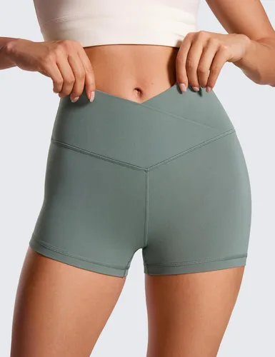 Vista 4 de CRZ YOGA Butterluxe - Pantalones cortos cruzados para mujer de 3 y 5 pulgadas, pantalones cortos de yoga y entrenamiento de cintura alta, suaves